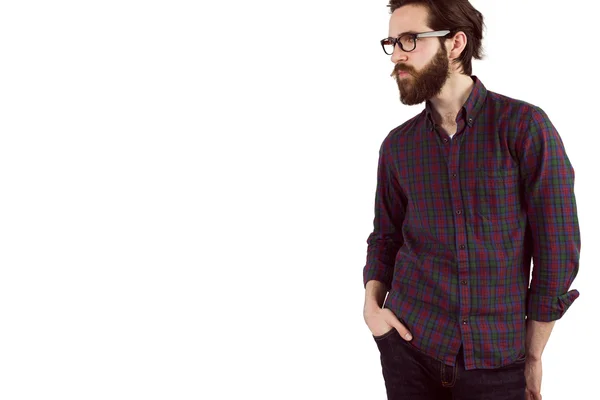 Handsome hipster with hands in pockets — Stock Photo, Image