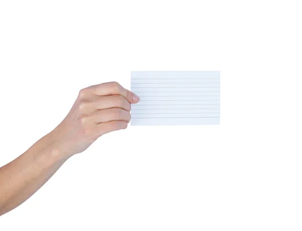 Una mano che tiene una carta bianca — Foto Stock