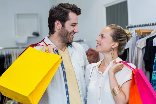 Couple with shopping bags — Stock Photo, Image
