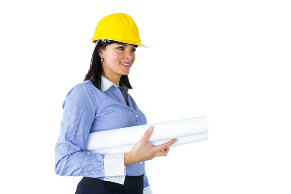 Architect carrying construction plans — Stock Photo, Image