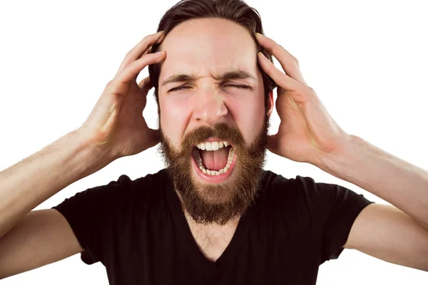 Guapo hipster gritando a la cámara — Foto de Stock