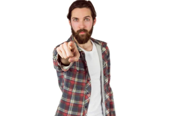 Handsome hipster pointing at camera — Stock Photo, Image