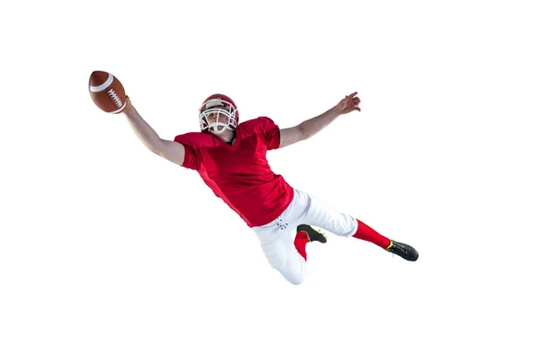 Jugador de fútbol americano anotando un touchdown — Foto de Stock