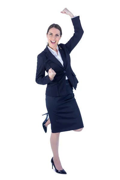 Pretty businesswoman doing a victory pose Royalty Free Stock Photos