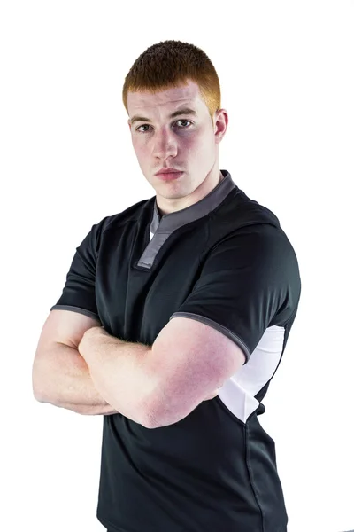 Rugby player with arms crossed — Stock Photo, Image
