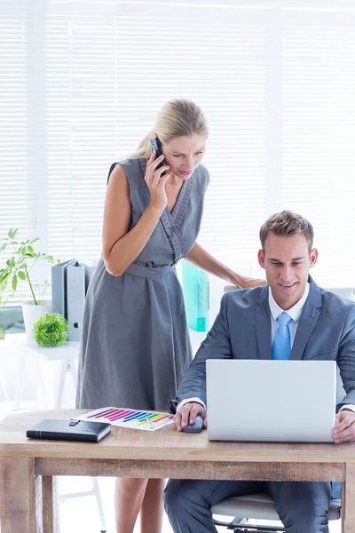 Business people working together on laptop — Stock Photo, Image