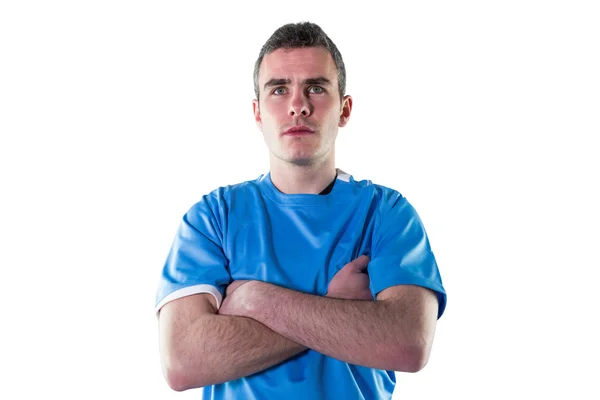 Serious rugby player with arms crossed — Stock Photo, Image