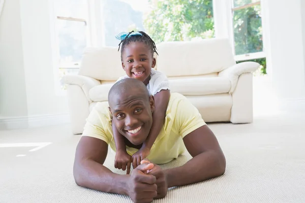 Happy smiling father with her daughter — Stock Photo, Image
