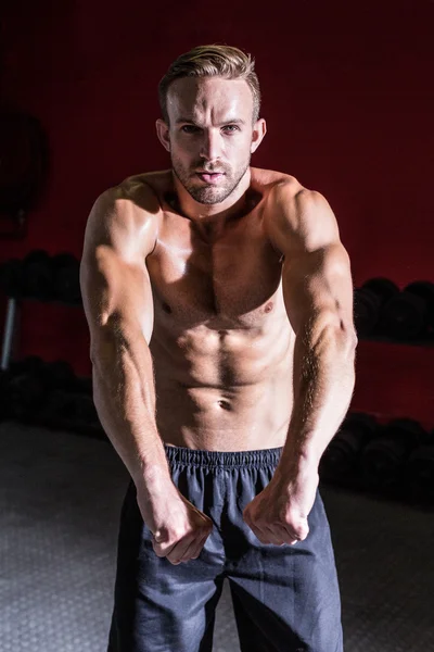 Homem muscular flexionando seus músculos — Fotografia de Stock