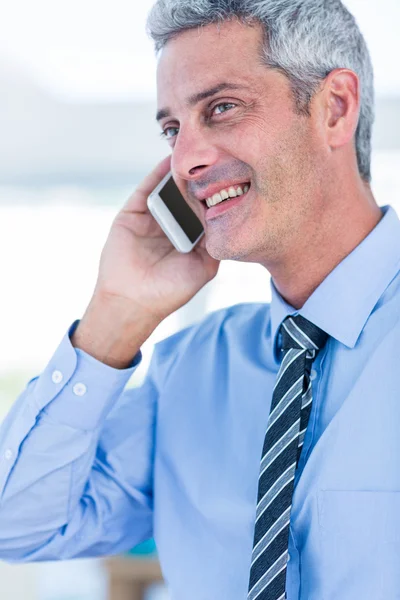 Feliz hombre de negocios teniendo una llamada telefónica —  Fotos de Stock