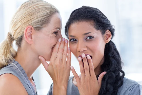Businesswoman whispering gossip to her colleague — Stock Photo, Image