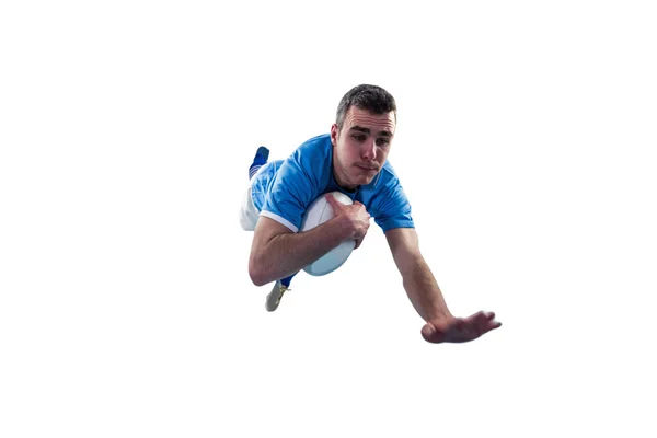 Ragbyový hráč bodování zkusit — Stock fotografie