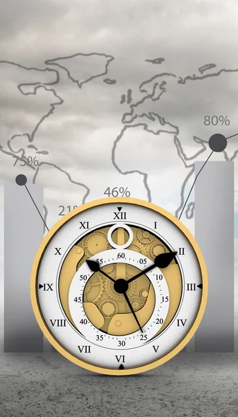 Relógio contra a estatística global — Fotografia de Stock