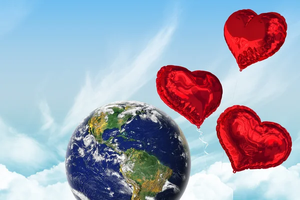 Amor corações balões — Fotografia de Stock