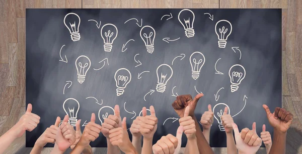 Composite image of hands giving thumbs up — Stock Photo, Image