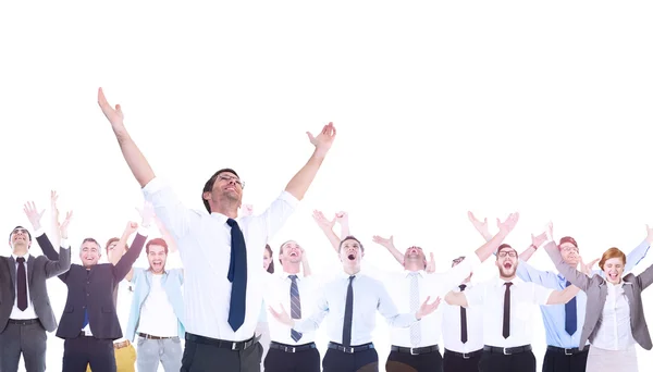 Businesspeople with arms raised up — Stock Photo, Image