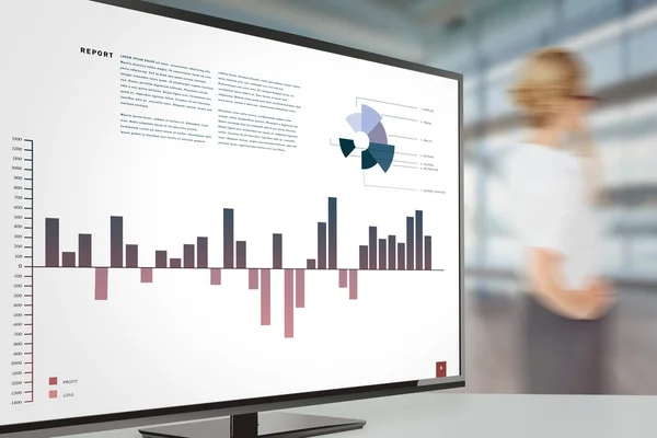 Obchodní rozhraní s grafy a data — Stock fotografie