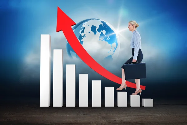 Businesswoman stepping up by graph — Stock Photo, Image