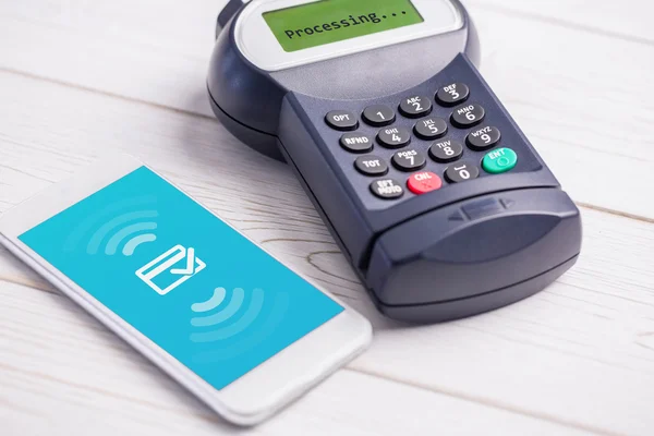 Connexion Wifi contre paiement avec smartphone — Photo