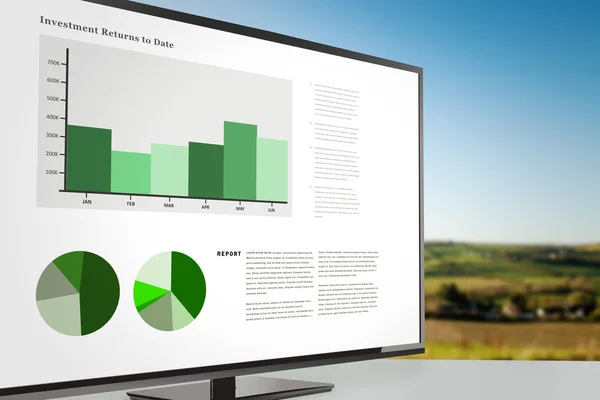 Geschäftsoberfläche mit Graphen und Daten — Stockfoto