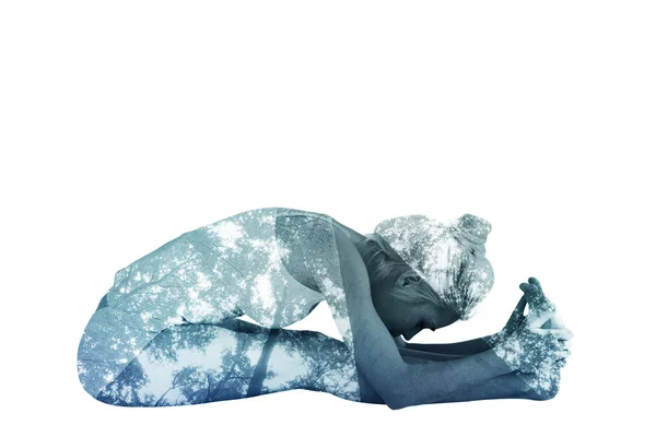 Woman doing paschimottanasana pose — Stock Photo, Image