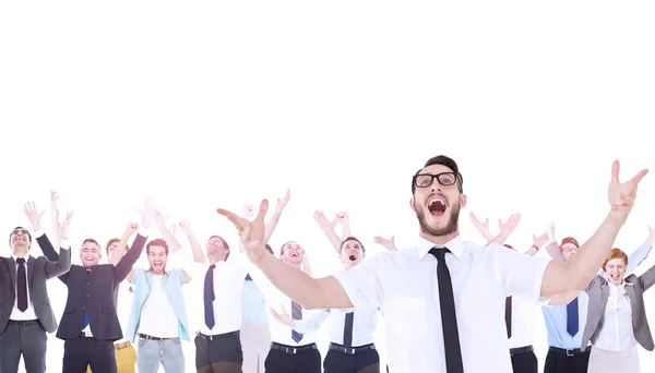 Businesspeople with arms raised up — Stock Photo, Image