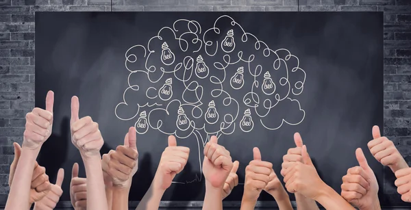 Composite image of group of hands giving thumbs up — Stock Photo, Image