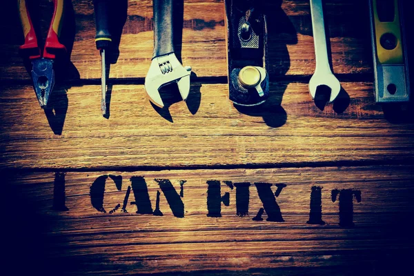 I can fix it against desk with tools — Stock Photo, Image