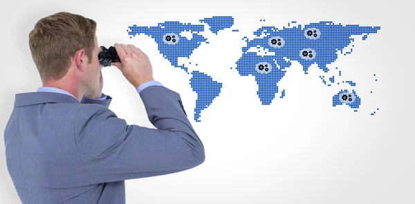 Businessman against world map — Stock Photo, Image