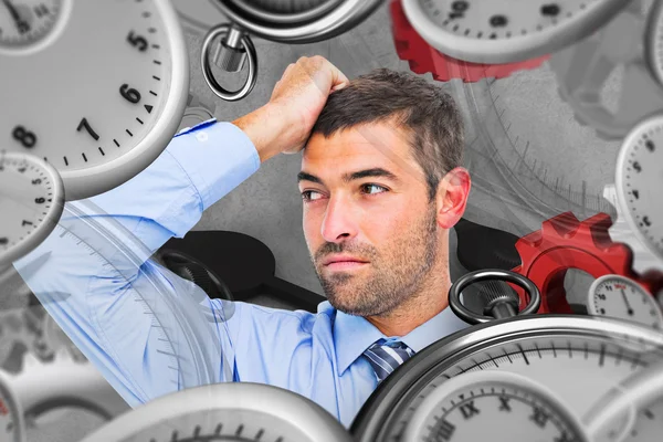 Businessman thinking his hand up — Stock Photo, Image