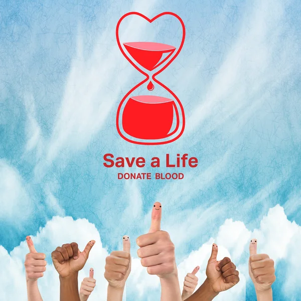 Blood donation against blue sky — Stock Photo, Image