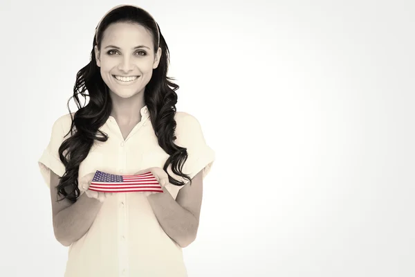 Frau mit US-Nationalflagge — Stockfoto