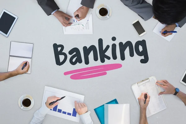 Banking against business meeting — Stock Photo, Image