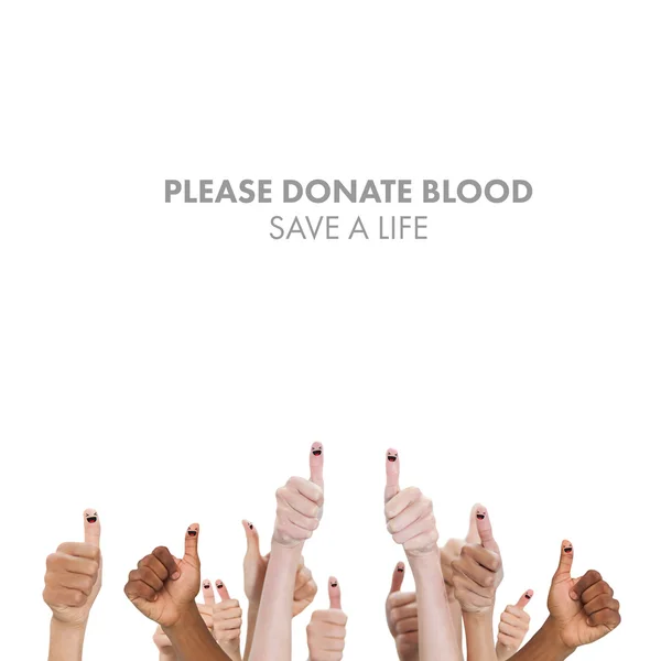 Bloeddonatie tegen duimschroef opwaarts — Stockfoto