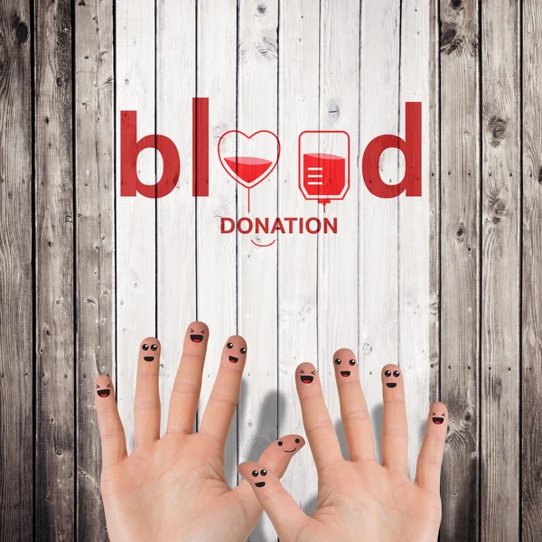 Blood donation against wooden planks — Stock Photo, Image