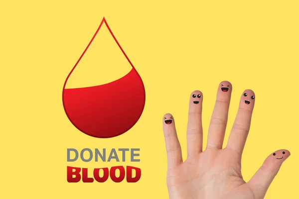 Donación de sangre contra la viñeta amarilla — Foto de Stock