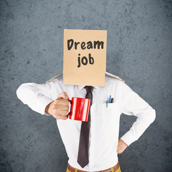 Businessman with box on head — Stock Photo, Image