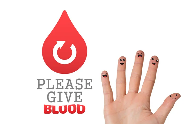 Doação de sangue contra a mão acenando — Fotografia de Stock