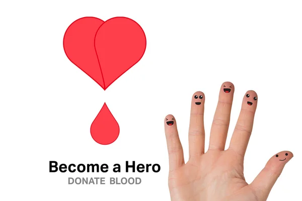 Blood donation against hand waving — Stock Photo, Image