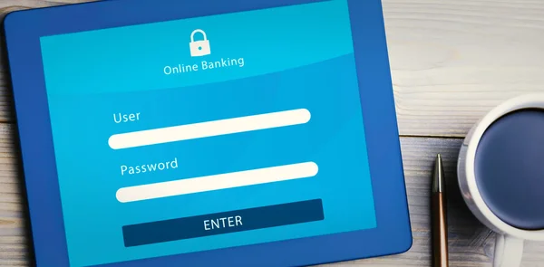 タブレット pc に対してオンライン ・ バンキング — ストック写真