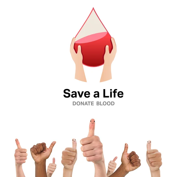Донорство крови против большого пальца вверх — стоковое фото