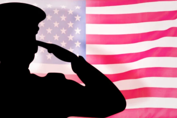 Složený obraz silueta vojáka — Stock fotografie