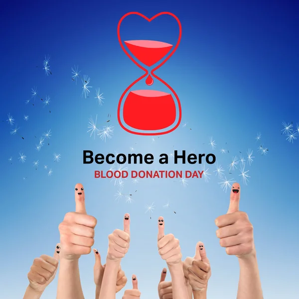 Blood donation against blue sky — Stock Photo, Image