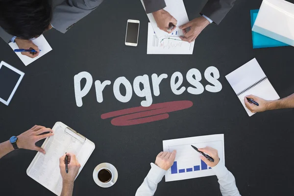 Progress against blackboard — Stock Photo, Image