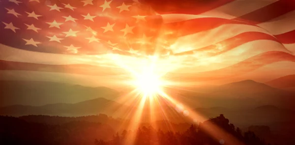 合成画像のデジタル生成波打つアメリカ国旗 — ストック写真