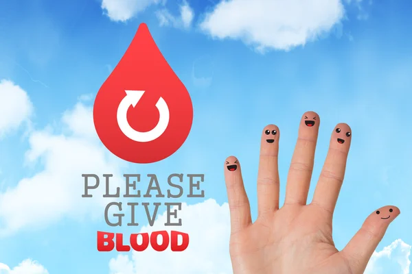 Blood donation against blue sky — Stock Photo, Image