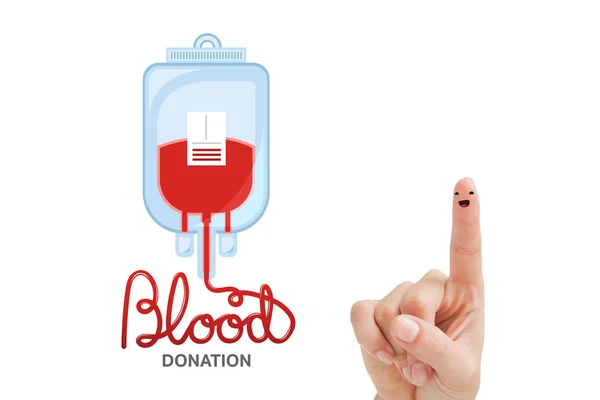 Donazione di sangue contro dito con faccina sorridente — Foto Stock
