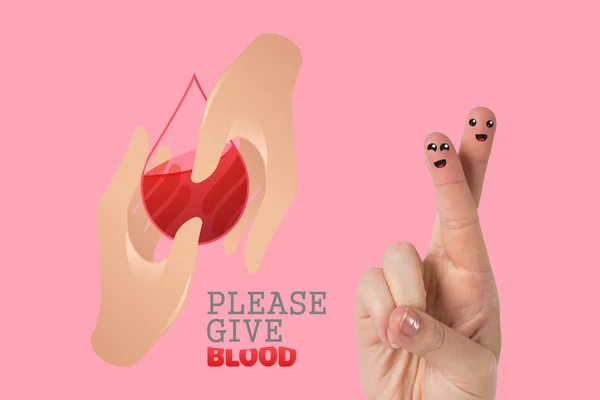 Bloeddonatie tegen roze — Stockfoto