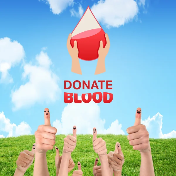 Blood donation against sky and field — Stock Photo, Image