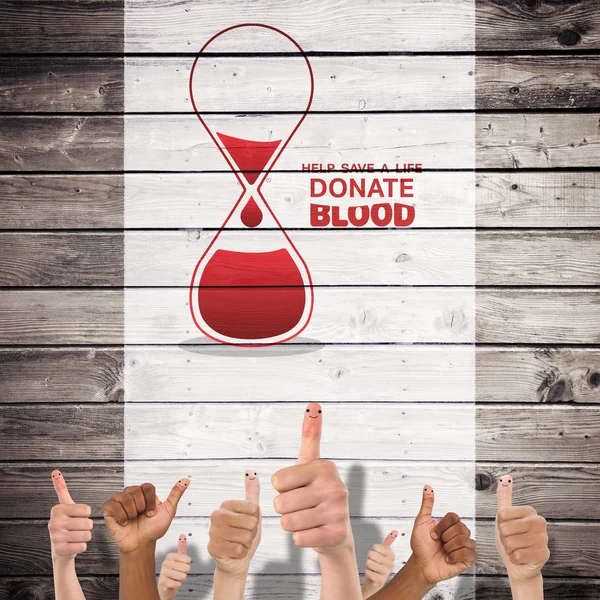 Blood donation against wooden planks — Stock Photo, Image